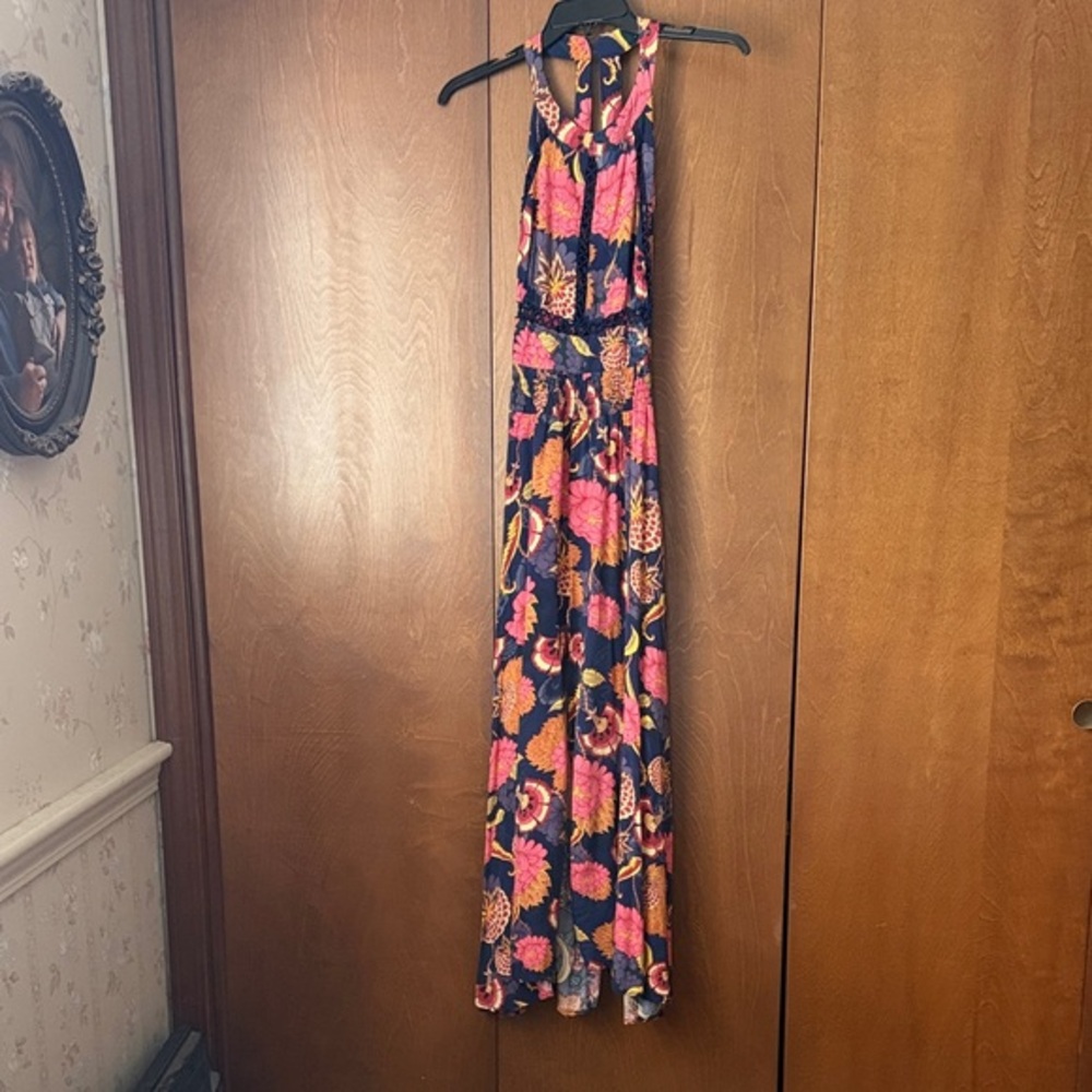 Jaase Anthropologie Handshaped in the Sand Floral Halter Maxi Dress Sz Smal